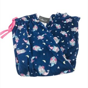 Rene Rofe Navy Sleepy Owls Fleece Pajama Bottoms, Blue, Large